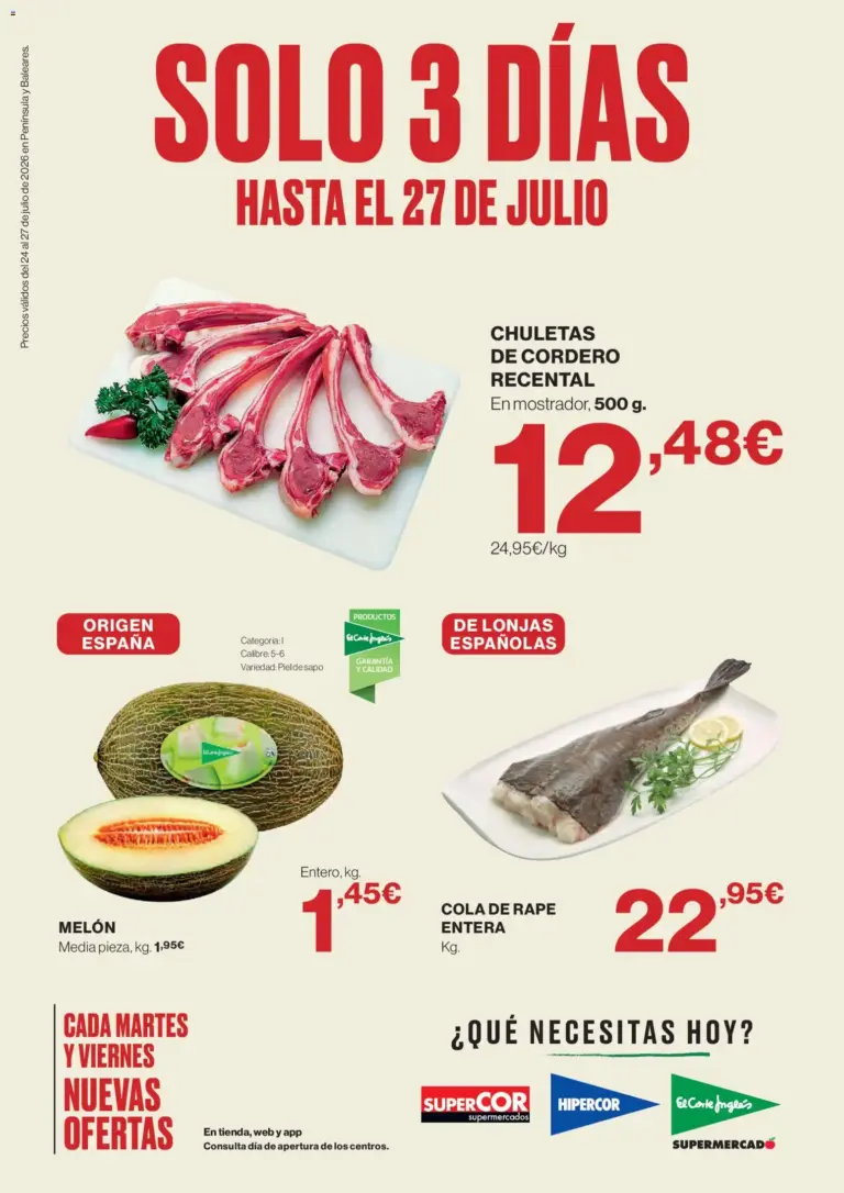 El corte inglés solo 3 días 24/07/2026