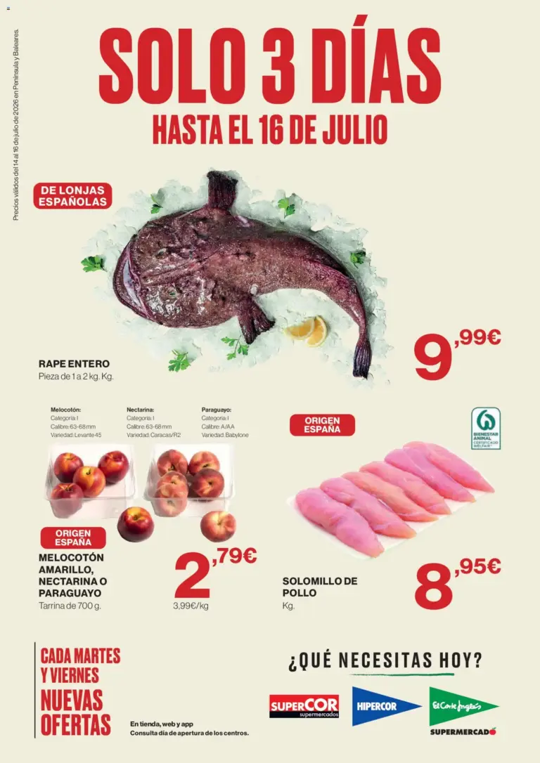 El corte inglés solo 3 dias 14/07/2026