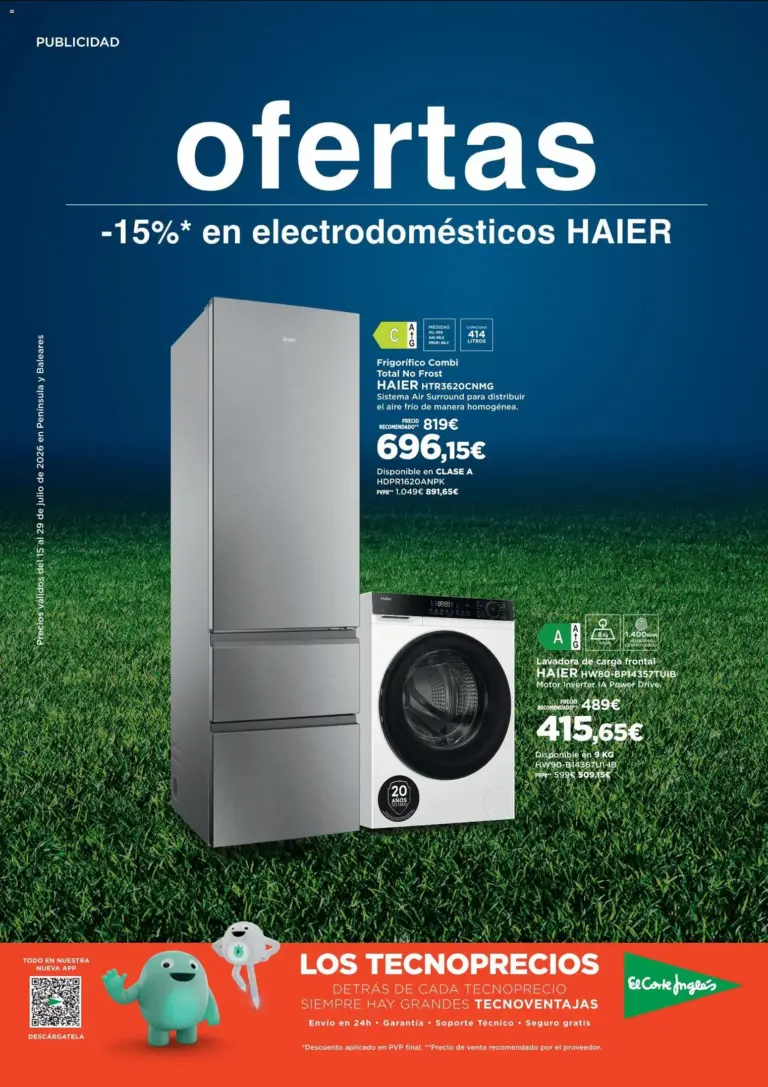 El corte inglés haier 15/07/2026