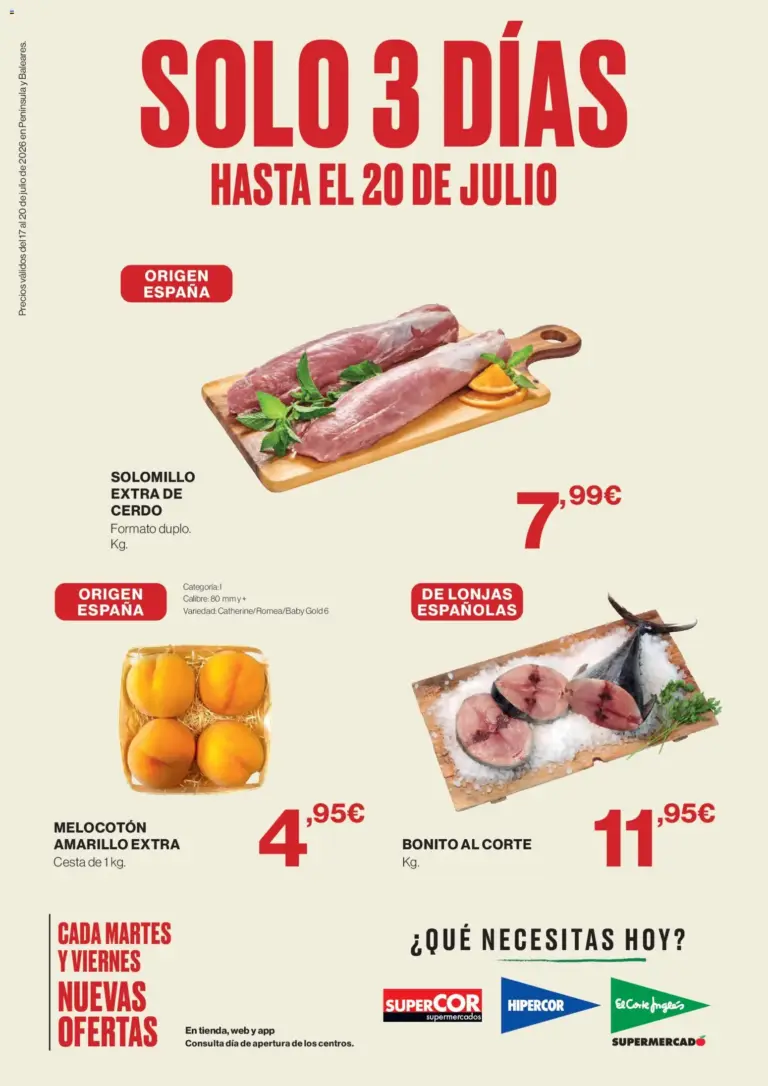 Hipercor solo 3 días del 17/07/2026 folleto