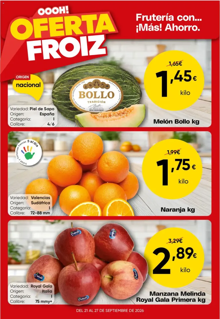 Froiz oferta semanal del 21/09/2026