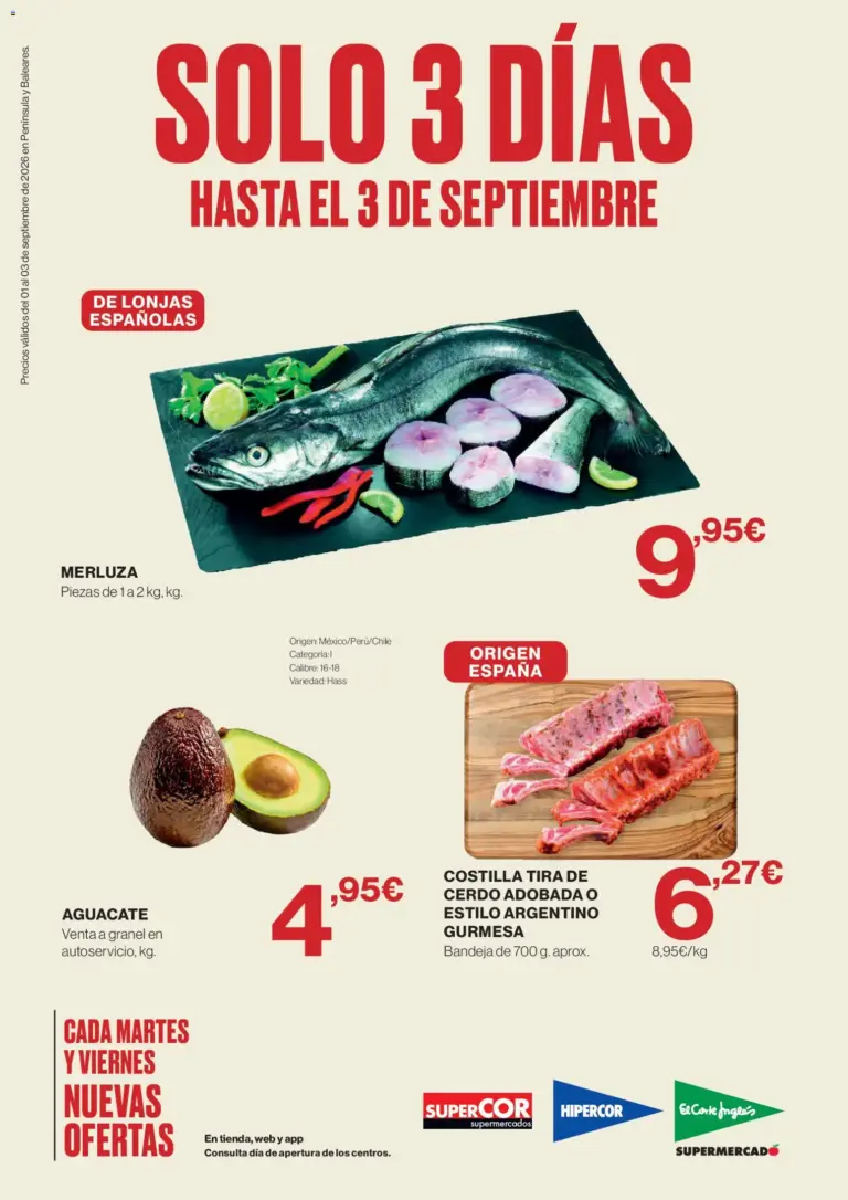 Hipercor solo 3 días del 01/09/2026 folleto