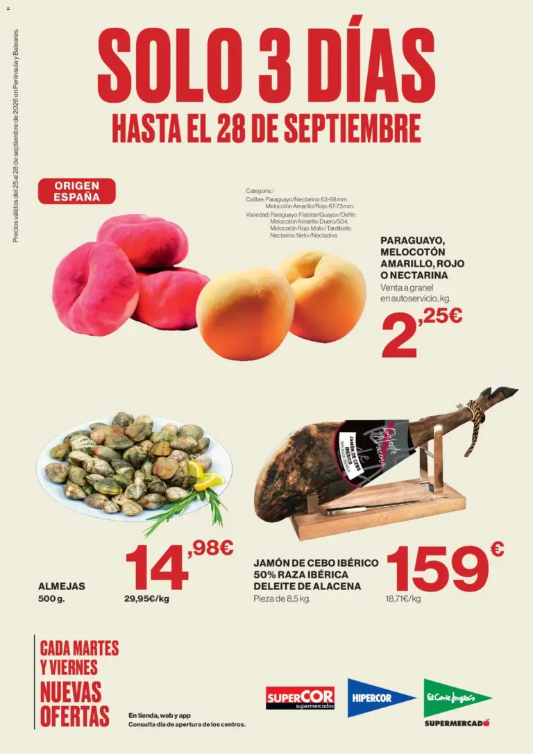 El corte inglés solo 3 días 25/09/2026