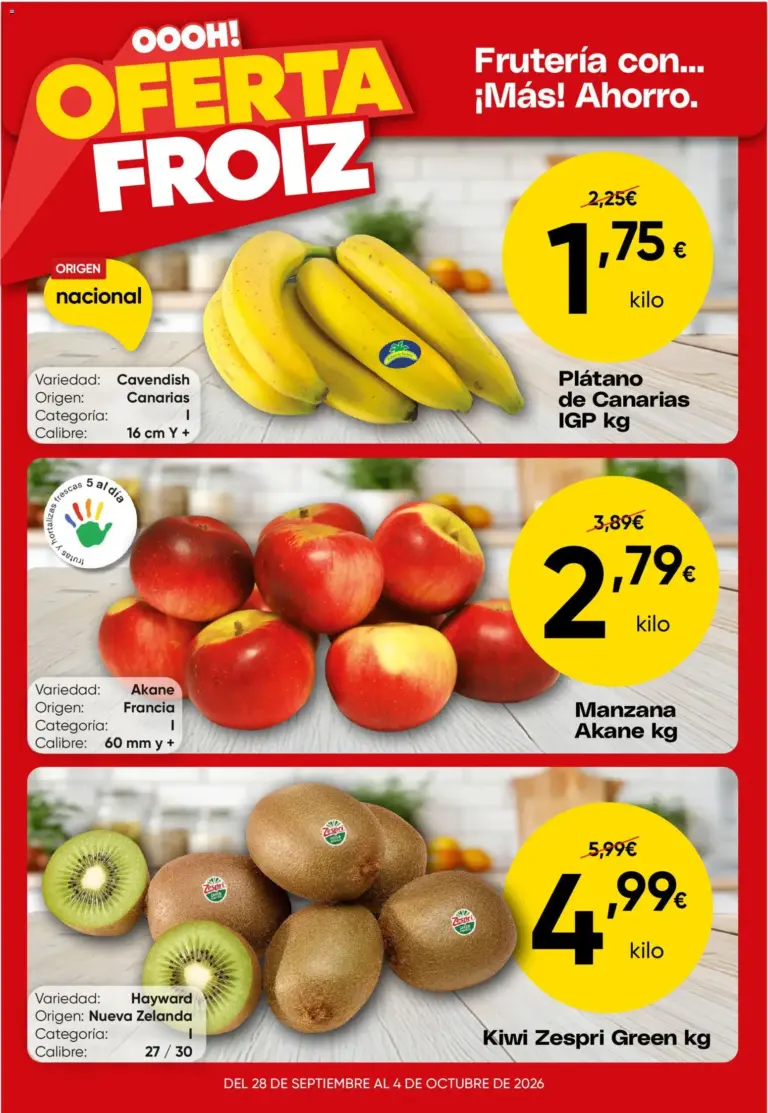 Froiz oferta semanal del 28/09/2026
