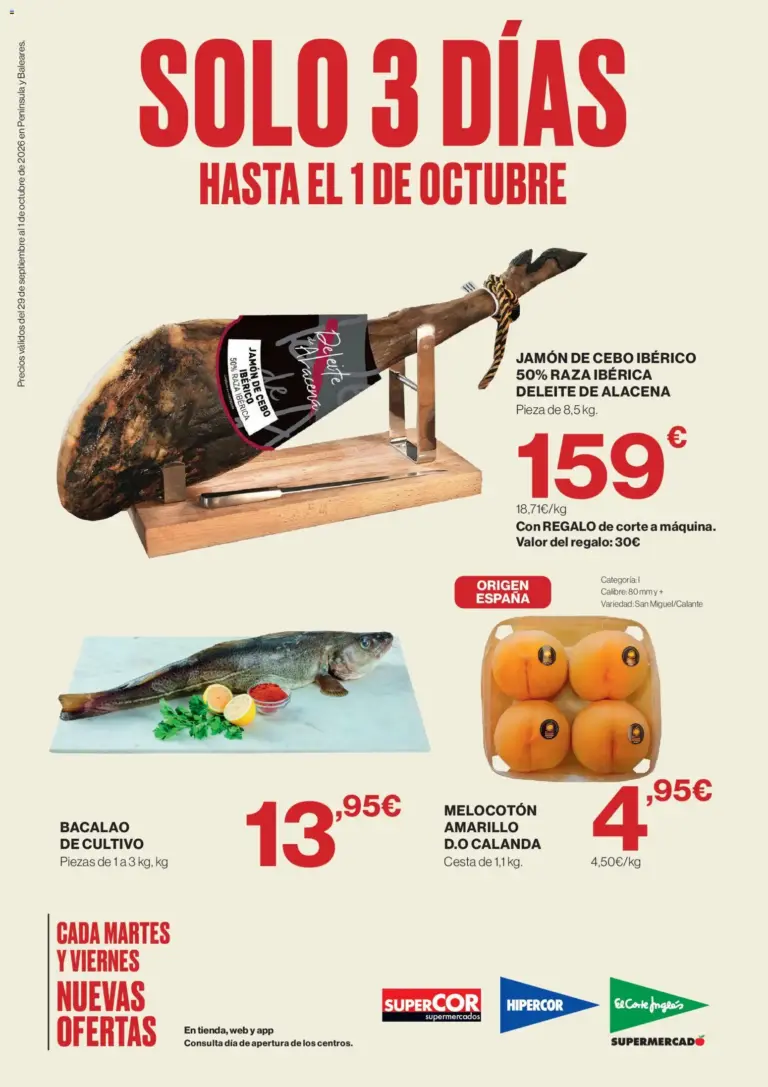 El corte inglés solo 3 días 29/09/2026