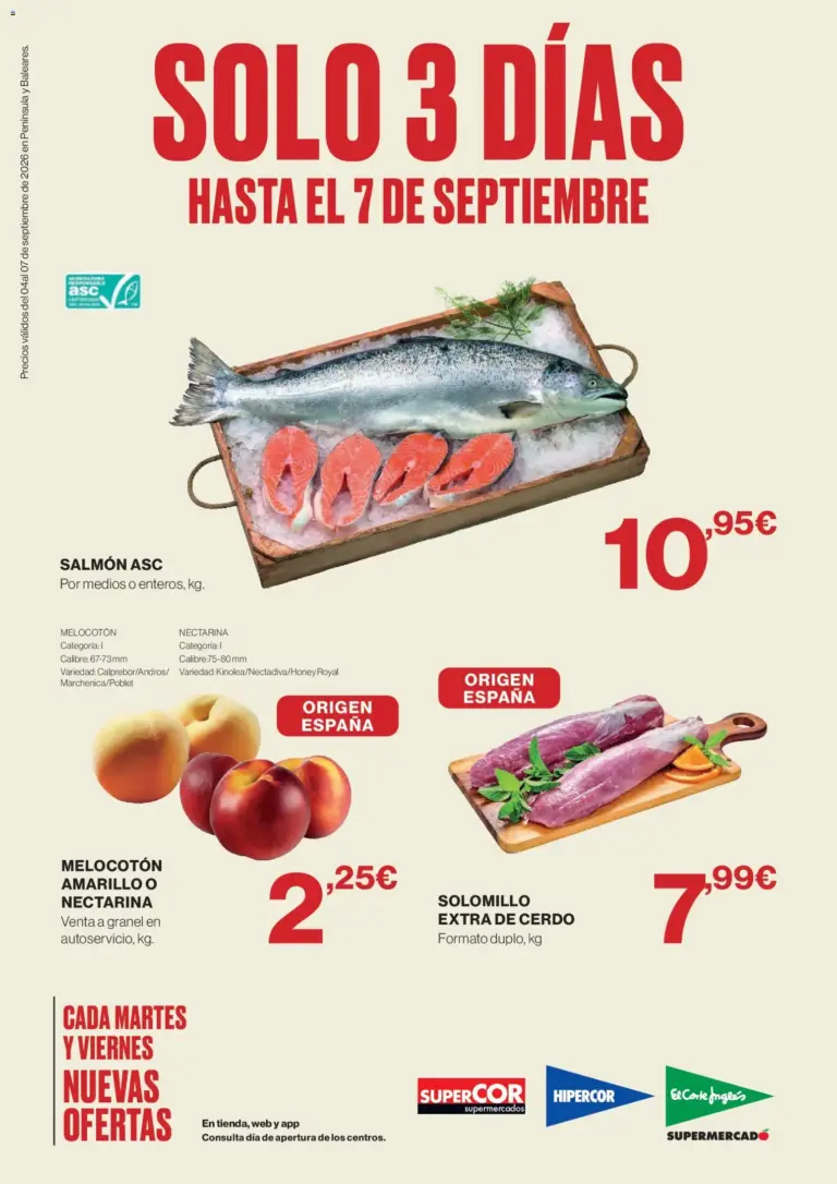 Hipercor solo 3 días del 04/09/2026 folleto