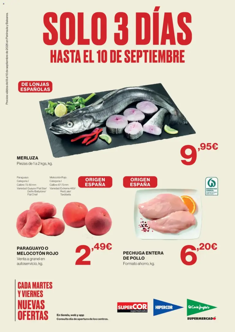 Hipercor solo 3 días del 08/09/2026 folleto