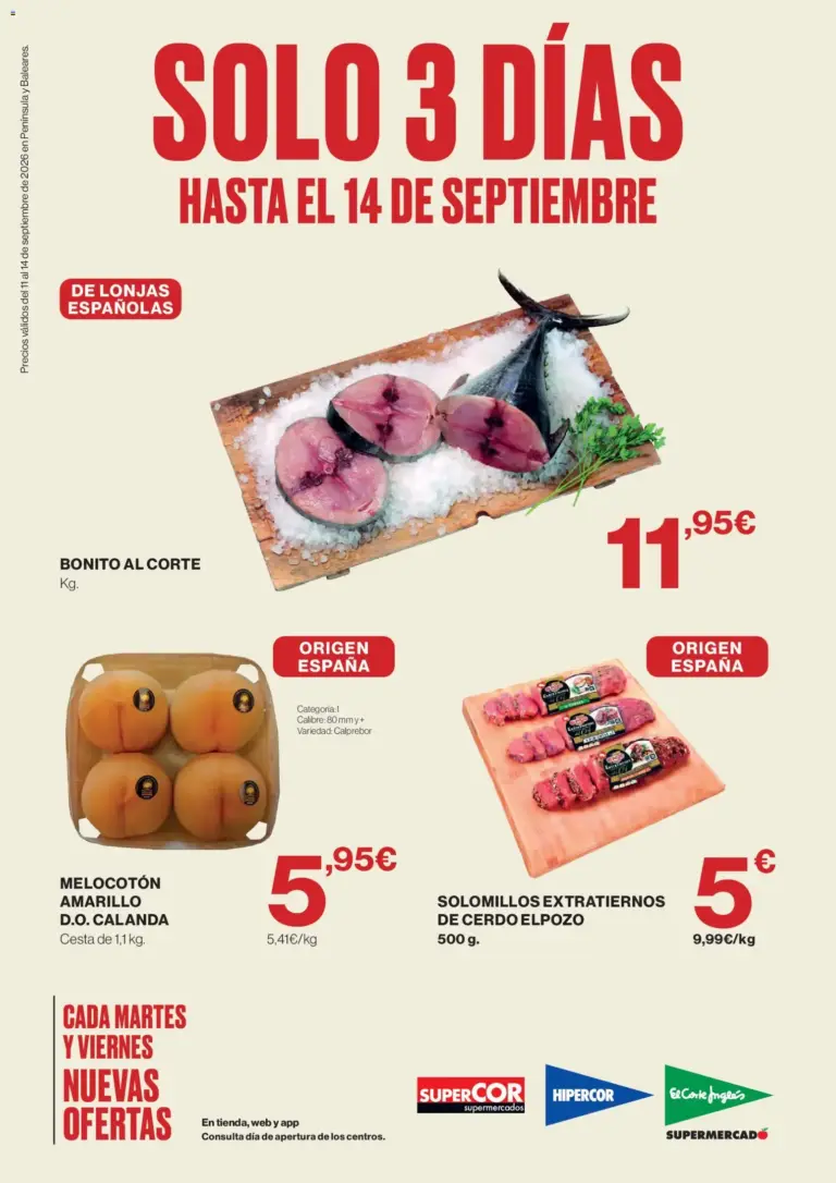 Hipercor solo 3 días del 11/09/2026 folleto