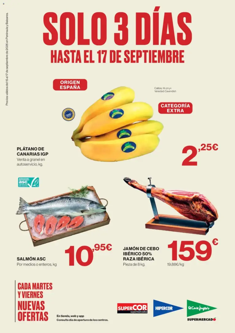 Hipercor solo 3 días del 15/09/2026 folleto