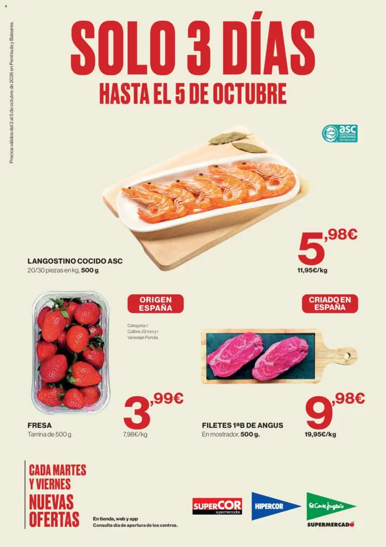 El corte inglés solo 3 días 02/10/2026