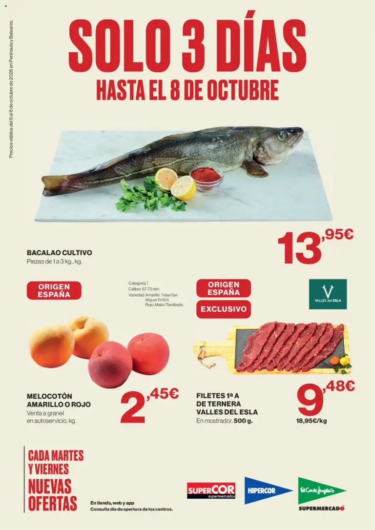 Hipercor solo 3 días del 06/10/2026 folleto
